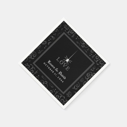Halloween-Hochzeit der Black Gray & White Spider L Serviette (Ecke)