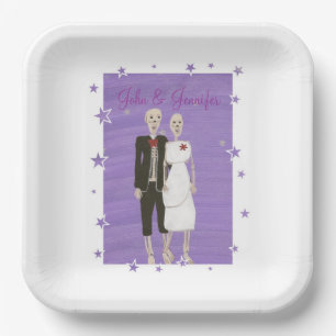 Halloween-Hochzeit der niedlichen Skelettons Pappteller