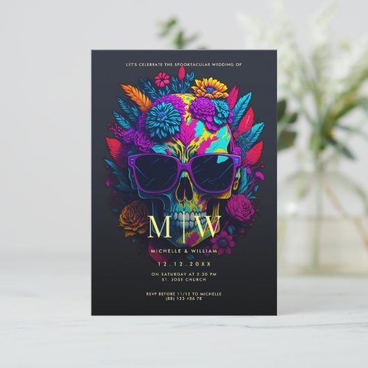 Halloween-Hochzeit Einladung (Stehend Vorderseite)