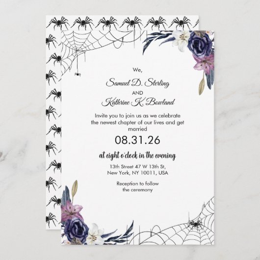 Halloween Hochzeit Einladung (Vorne/Hinten)