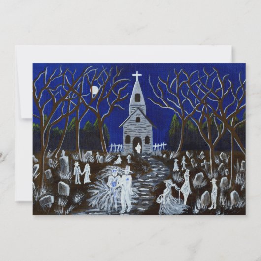 Halloween, Hochzeit, Einladung, Kirche, Geister Einladung (Vorderseite)