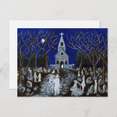 Halloween, Hochzeit, Friedhof, Geister, Postkarte (Vorne/Hinten)