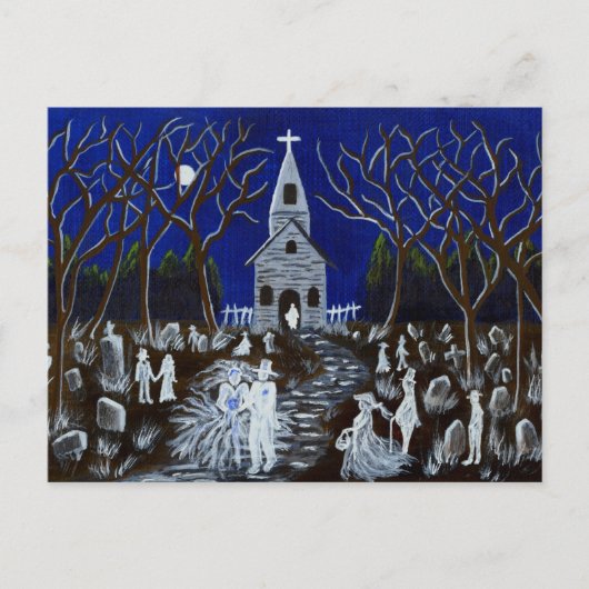 Halloween, Hochzeit, Friedhof, Geister, Postkarte (Vorderseite)
