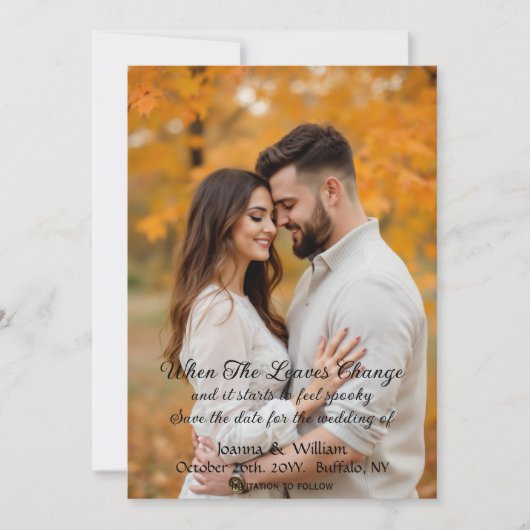 Halloween Hochzeit mit Foto Save the Date (Vorderseite)