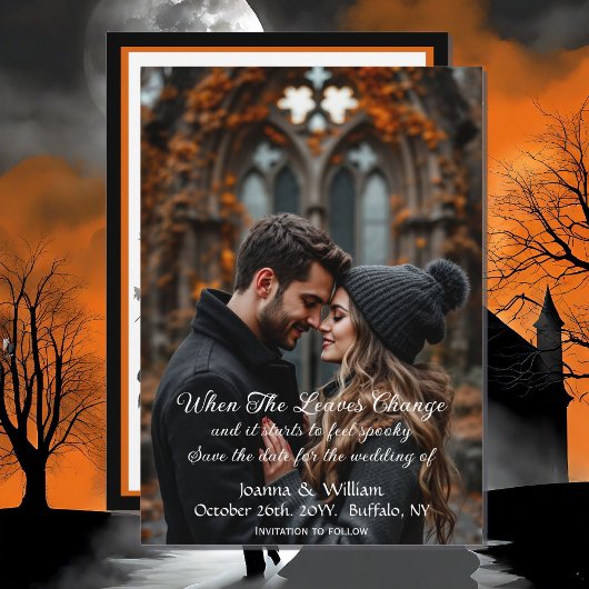 Halloween Hochzeit mit Foto Save the Date