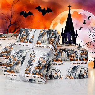 Halloween-Hochzeit Namen von Braut & Bräutigam per Geschenkpapier