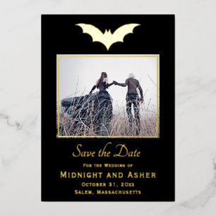 Halloween-Hochzeit - Termin vormerken Folieneinladung
