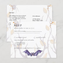 Halloween Hochzeitseinladung Gothic Skulls Lila