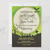 Halloween Hochzeitseinladung grün mit Mond Einladung (Vorderseite)