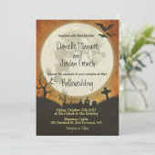 Halloween-Hochzeitseinladung in der Orange mit Einladung (Stehend Vorderseite)