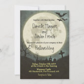 Halloween Hochzeitseinladung mit Mond, Friedhof Einladung (Vorderseite)