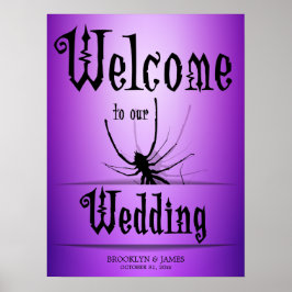 Halloween Hochzeitsempfang Lila Spinne signieren Poster
