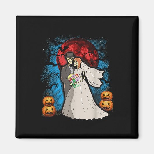 Halloween Hochzeitsgeschenk Skeleton Couple Bride Magnet (Vorne)