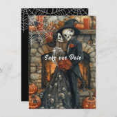 Halloween Hochzeitskarte Save the Date (Vorne/Hinten)