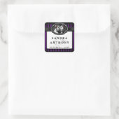 Halloween Hochzeitskelette Lila Quadratischer Aufkleber (Tasche)