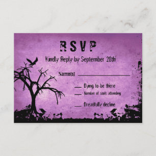 Halloween HochzeitsrSVP mit spukhaftem Baum und Kr RSVP Karte