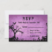 Halloween HochzeitsrSVP mit spukhaftem Baum und Kr RSVP Karte (Vorderseite)