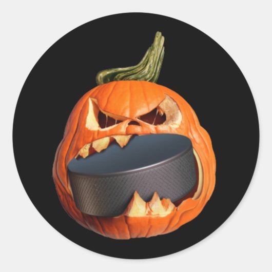 Halloween Hockey Pumpkin Biting Puck Stickers (Vorderseite)