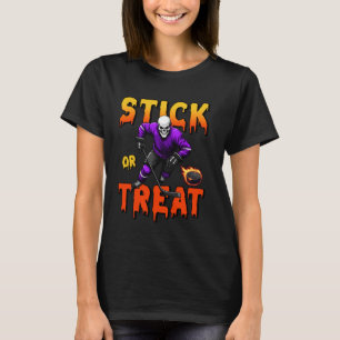 Halloween Hockey Skeleton Player Sp. oder Leckerei T-Shirt