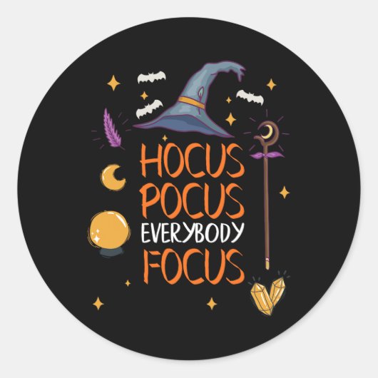 Halloween Hocuss Pocus Everybody Focus Spaß Lehrer Runder Aufkleber (Vorderseite)