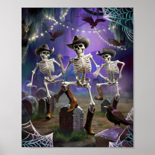 Halloween-Hoedown-Herbst, Skelettschau Poster (Vorne)