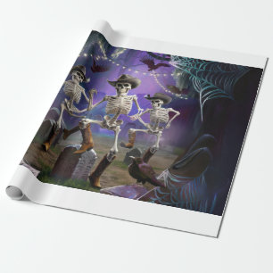 Halloween Hoedown, tanzende Skelette Horiz Geschenkpapier
