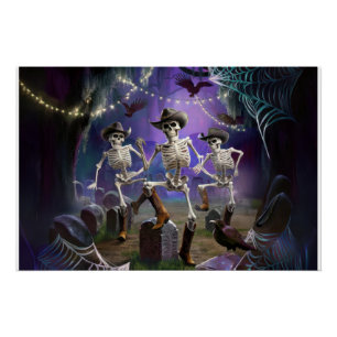 Halloween Hoedown, tanzende Skelette Horiz Poster