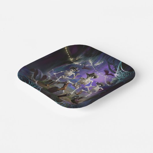 Halloween Hoedown Throwdown, Tanzskelett Pappteller (Gewinkelt)