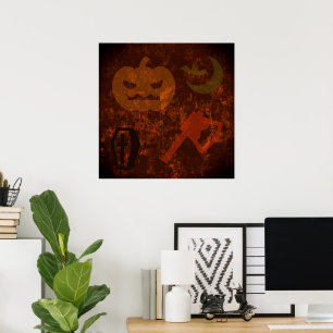 Halloween-Höhepunkte auf dem unheimlichen Hintergr Poster