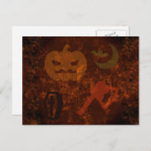 Halloween-Höhepunkte auf dem unheimlichen Hintergr Postkarte (Vorne/Hinten)