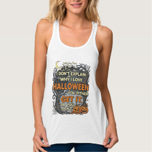 Halloween Holen Sie es Gruselig Baum Kürbisse Fled Tank Top