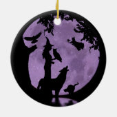 Halloween Holiday Hexen, Owl und Wolf Keramik Ornament (Hinten)
