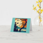 Halloween - Holzschnitt Art 7 Karte (Gelbe Blume)