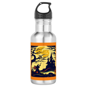 Halloween - Holzschnitt Stil 1 Edelstahlflasche