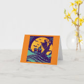 Halloween - Holzschnitt Stil 2 Karte (Gelbe Blume)