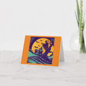 Halloween - Holzschnitt Stil 2 Karte (Vorderseite)