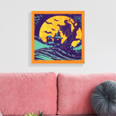 Halloween - Holzschnitt Stil 2 Leinwanddruck (Insitu (Wohnzimmer))