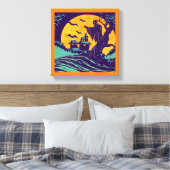 Halloween - Holzschnitt Stil 2 Leinwanddruck (Insitu (Schlafzimmer))