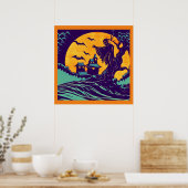 Halloween - Holzschnitt Stil 2 Poster (Küche)
