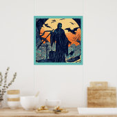 Halloween - Holzschnitt Stil 3 Poster (Küche)