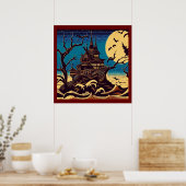 Halloween - Holzschnitt Stil 4 Poster (Küche)