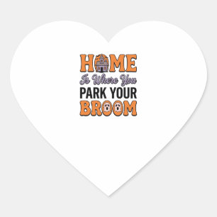 Halloween Home Park Your Broom Vintage-Typografie Herz-Aufkleber