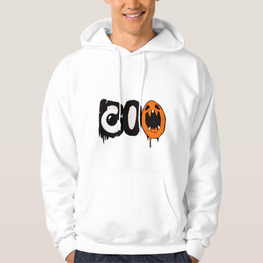 Halloween Hoodie - Einzigartige "BOO"-Printwerbung (Vorderseite)