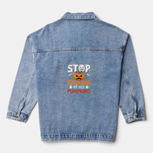 Halloween Hören Sie auf, meine Kürbisse anzustarre Jeansjacke