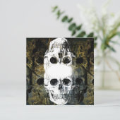 Halloween Horror - 3 Skulls Graffiti Burst Einladung (Stehend Vorderseite)