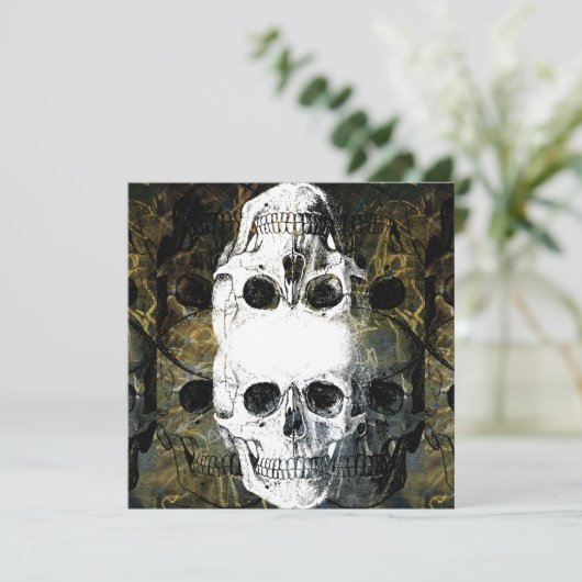 Halloween Horror - 3 Skulls Graffiti Burst Einladung (Stehend Vorderseite)