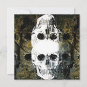 Halloween Horror - 3 Skulls Graffiti Burst Einladung (Vorderseite)