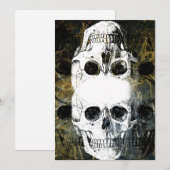 Halloween Horror - 3 Skulls Graffiti Burst Einladung (Vorne/Hinten)