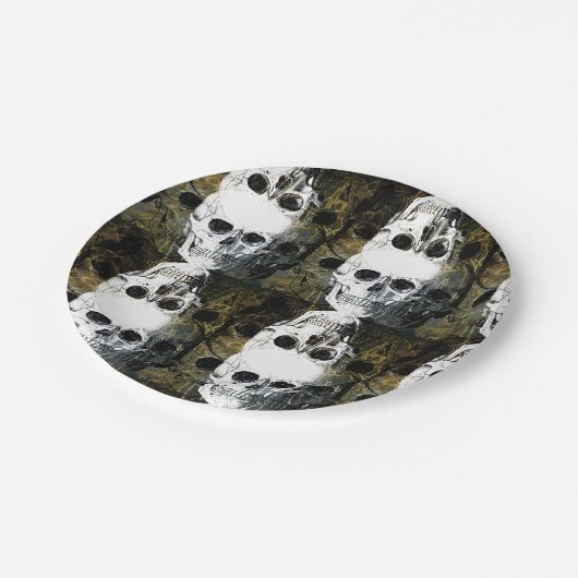 Halloween Horror - 3 Skulls Graffiti Burst Pappteller (Schrägansicht)