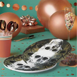 Halloween Horror - 3 Skulls Graffiti Burst Pappteller